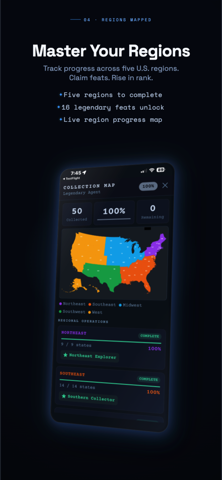 SpyPlates regional collection map with the Northeast and Southeast regions complete